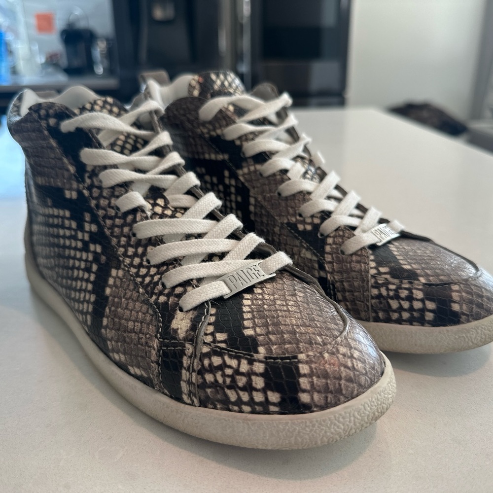 Paige Snake Embossed Goat Leather Mid Top Sneaker